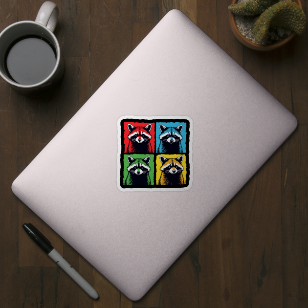 Pop Art Raccoon Colorful Retro Design by Designed By Marty